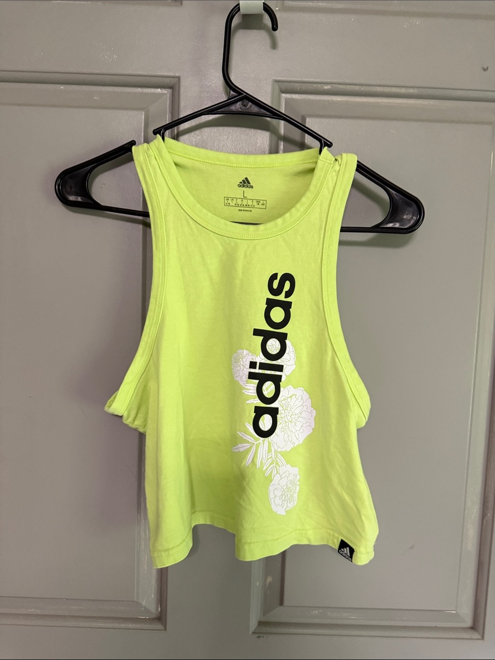 adidas Neon Yellow Floral Crop Tank - Women's